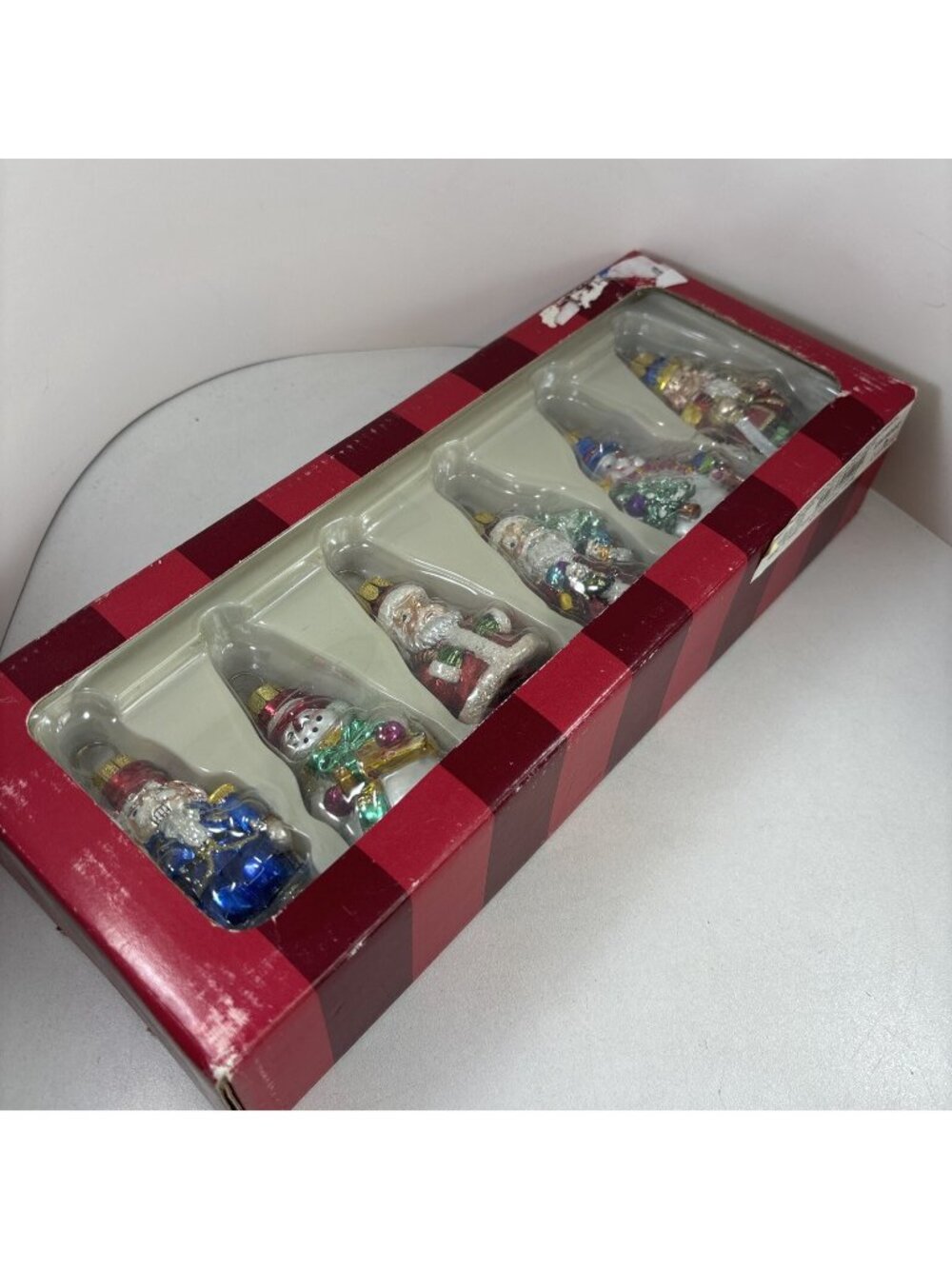 6 Glass Weighted Christmas Placecard Holders